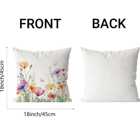 Spring Floral Pillow Covers 18x18 Set of 2 18x18 inch Floral CUTE!! NEW!! - Picture 4 of 4